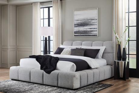 Sam's Furniture - Ashley Furniture - Grendusk Bedroom - Queen Upholstered Bed / Light Gray - PCB584B1