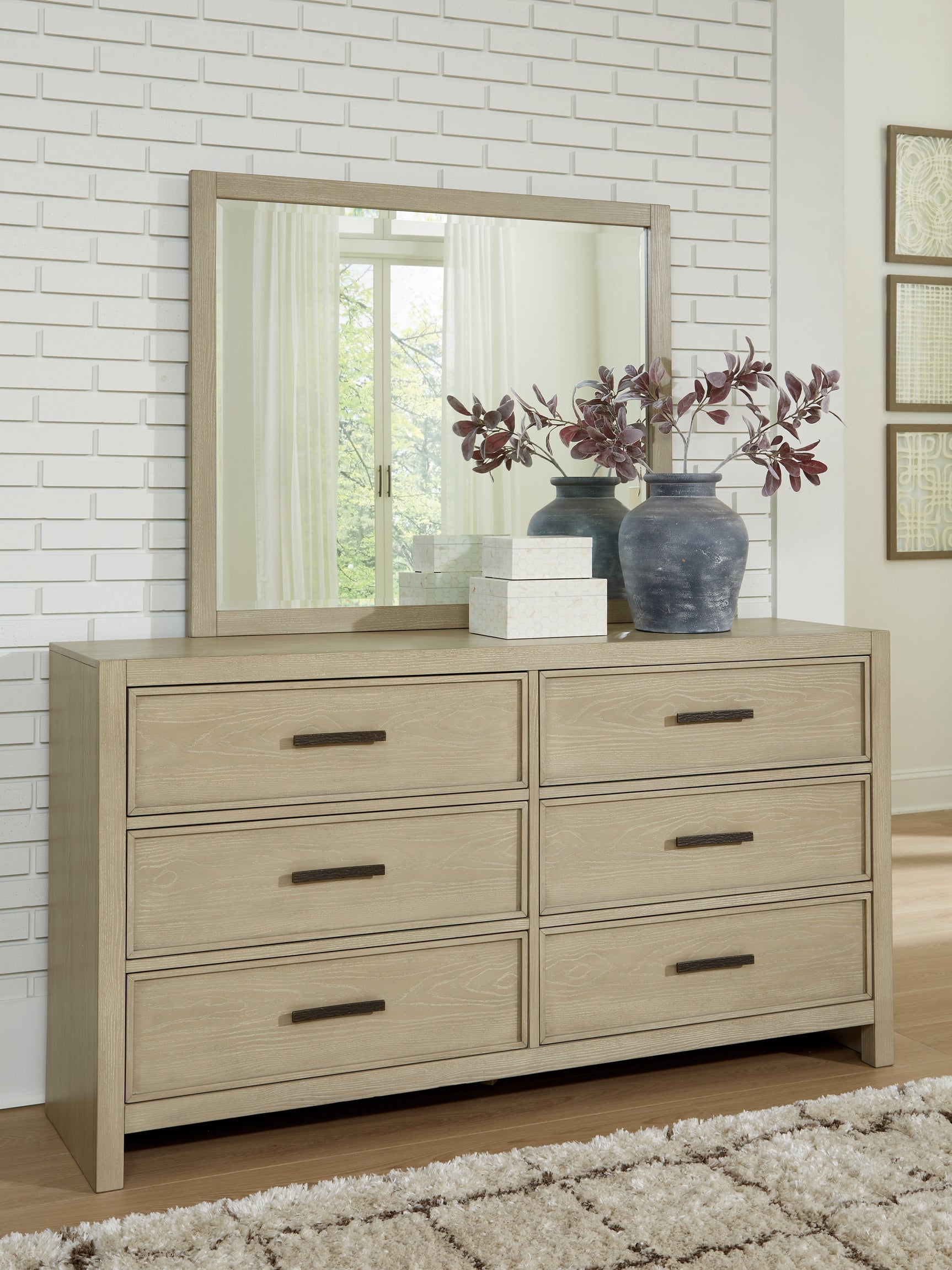 Sam's Furniture - Ashley Furniture - Calmoro Bedroom - Dresser and Mirror / Gray - B602B1