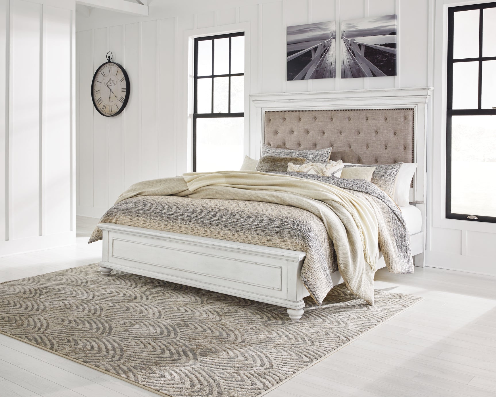 Sam's Furniture - Ashley Furniture - Kanwyn Bedroom - King Panel Bed / Whitewash - B777B10