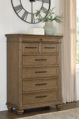 Sam's Furniture - Ashley Furniture - Karallin Bedroom - Seven Drawer Chest / Medium Brown - PCB782-46