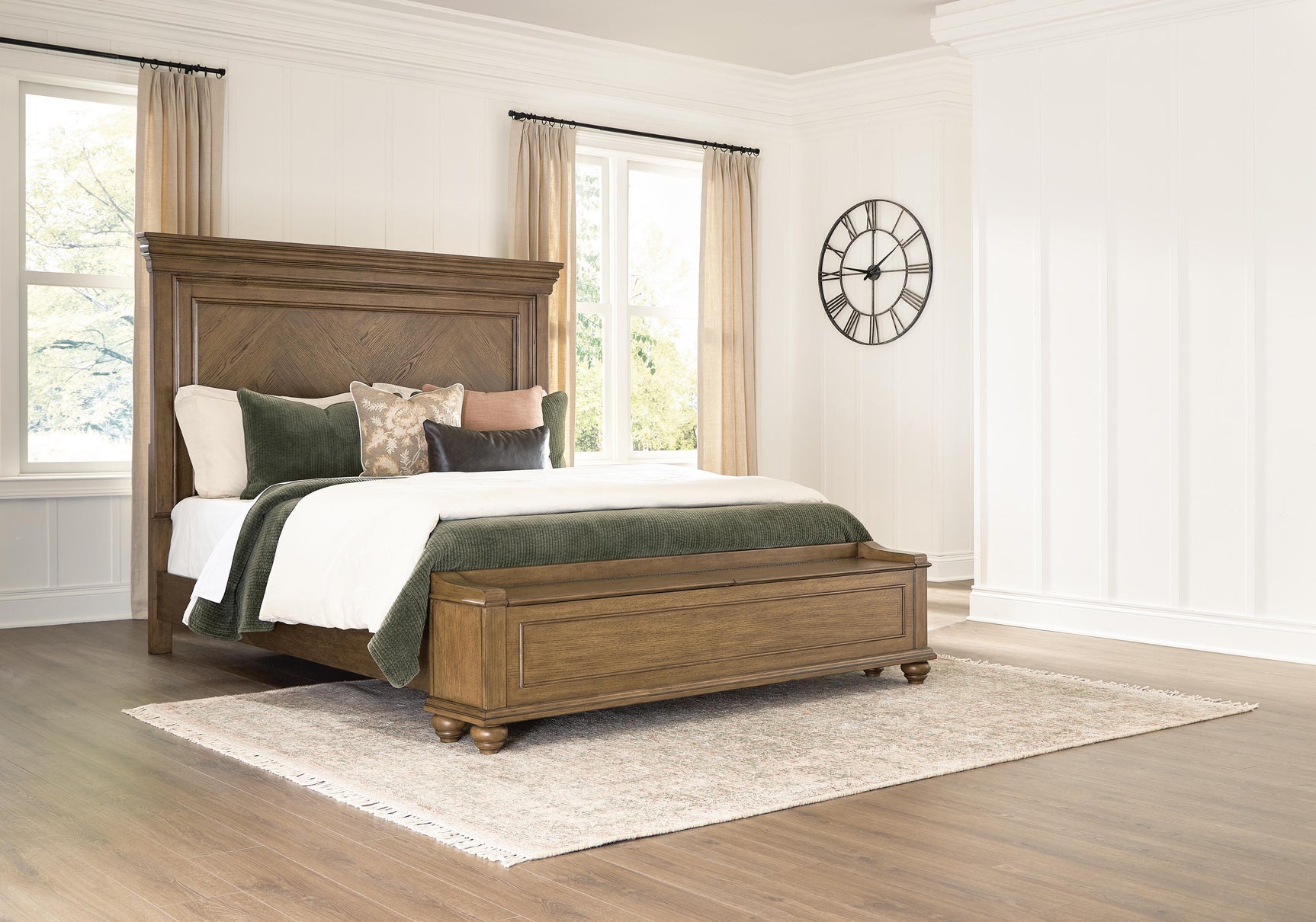 Sam's Furniture - Ashley Furniture - Karallin Bedroom - King Panel Storage Bed / Medium Brown - PCB782B8
