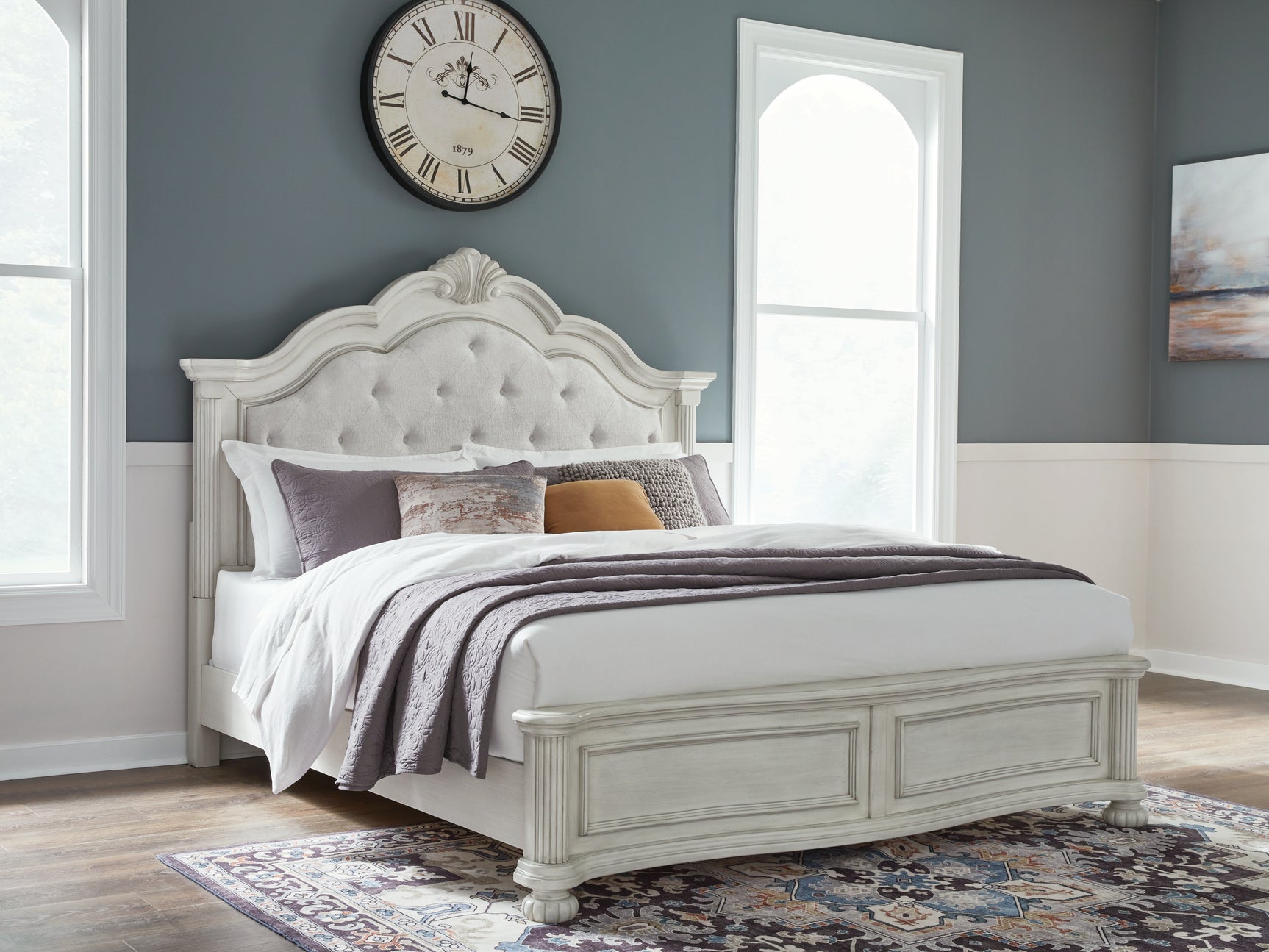 Sam's Furniture - Ashley Furniture - Montelaine Bedroom - California King Upholstered Panel Bed / Antique White - B795B7
