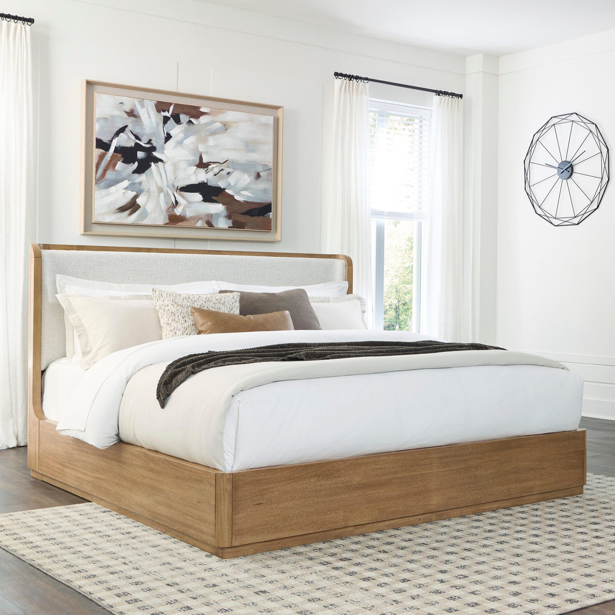 Sam's Furniture - Ashley Furniture - Pamaria Bedroom - California King Upholstered Panel Bed / Light Brown - PCB802B8