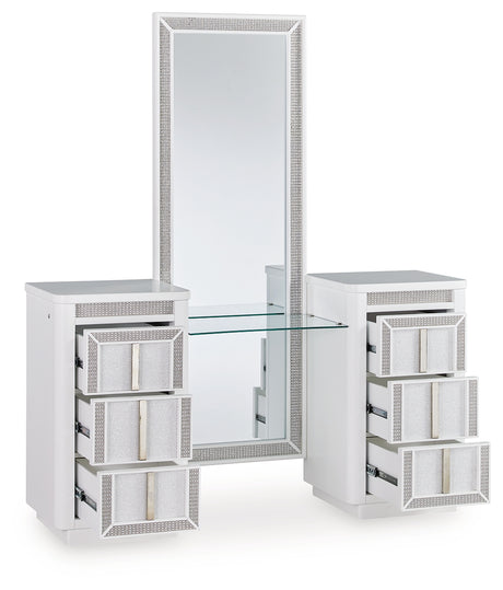 Sam's Furniture - Ashley Furniture - Chalanna Vanity with Mirror - Vanity with Mirror / White - B822B7