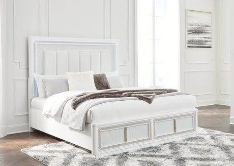 Sam's Furniture - Ashley Furniture - Chalanna Bedroom - California King Upholstered Storage Bed / White - B822B5