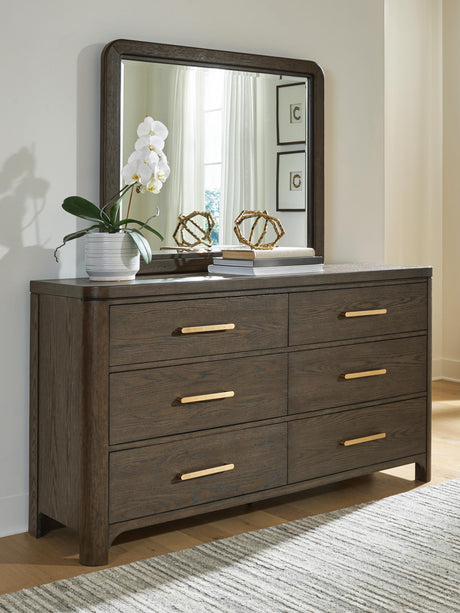 Sam's Furniture - Ashley Furniture - Radkin Bedroom - Dresser and Mirror / Burnished Brown - PCB843B1