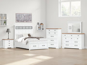 Sam's Furniture - Ashley Furniture - Ashbryn Bedroom - Queen Panel Storage Bed / White/Natural - B844B2