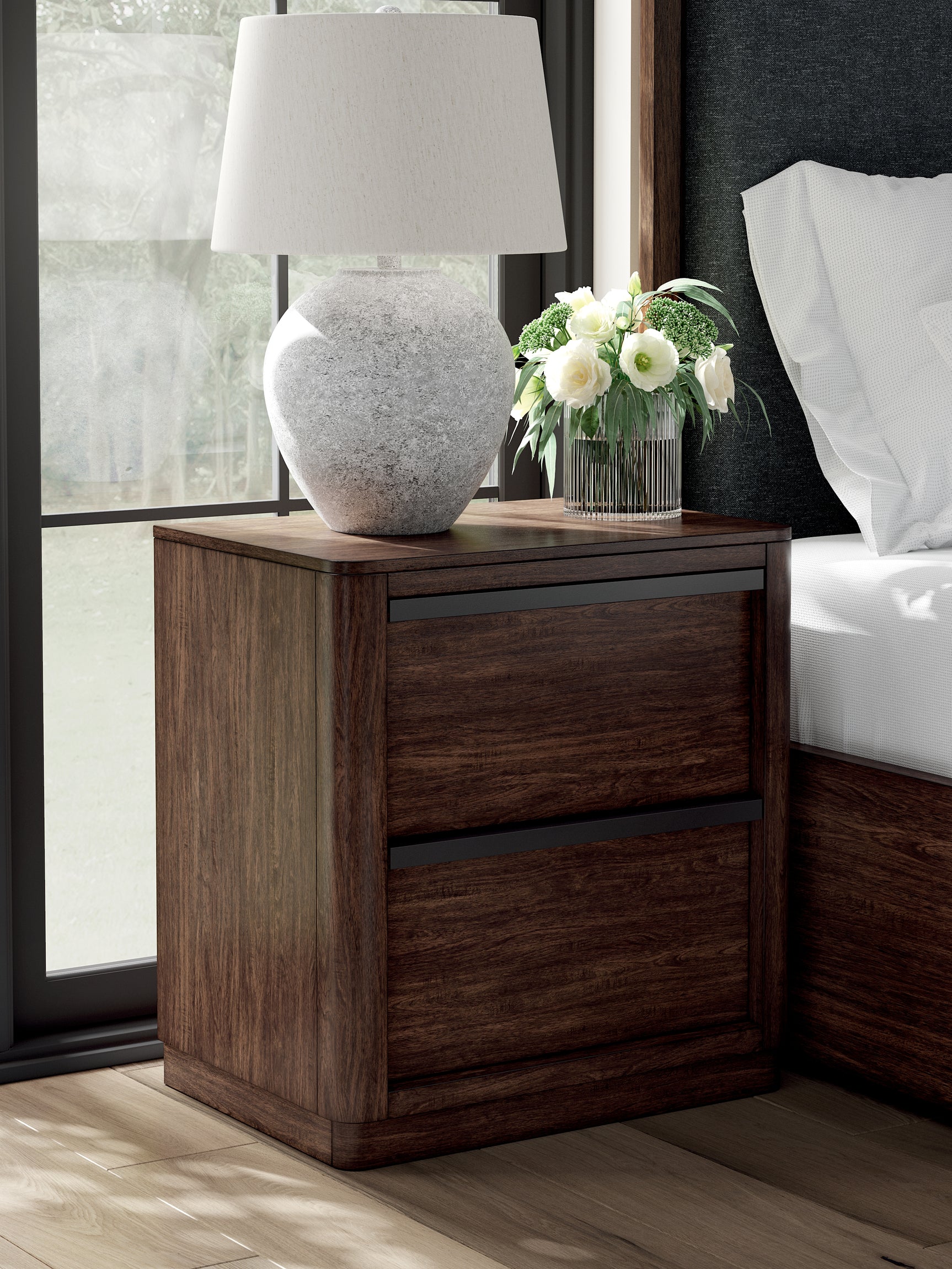 Sam's Furniture - Ashley Furniture - Dilenno Bedroom - Two Drawer Night Stand / Dark Brown - PCB857-92