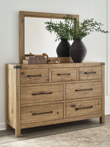 Sam's Furniture - Ashley Furniture - Ridgester Bedroom - Dresser and Mirror / Light Brown - B858B1