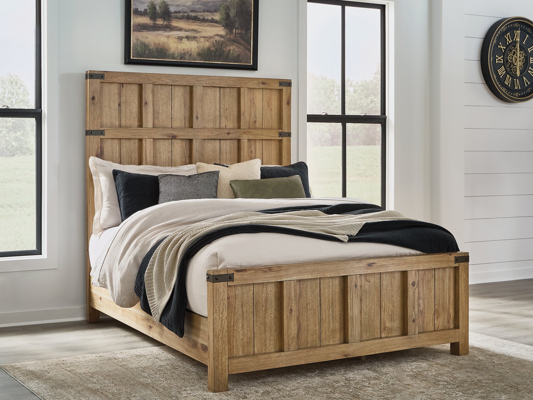 Sam's Furniture - Ashley Furniture - Ridgester Bedroom - Queen Panel Bed / Light Brown - B858B2