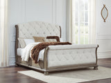 Sam's Furniture - Ashley Furniture - Ardenfield Bedroom - King Upholstered Sleigh Bed / Light Brown - B944B4