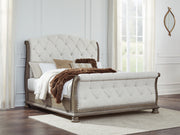 Sam's Furniture - Ashley Furniture - Ardenfield Bedroom - King Upholstered Sleigh Bed / Light Brown - B944B4