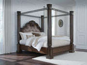 Sam's Furniture - Ashley Furniture - Maylee Bedroom - King Canopy Bed / Dark Brown - B947B10