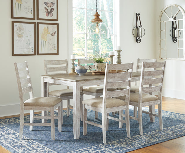 Sam's Furniture - Ashley Furniture - Skempton Dining Room - RECT DRM Counter TBL Set(7/CN) / White/Light Brown - D394-423
