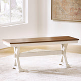 Sam's Furniture - Ashley Furniture - Brinfern Dining Room - Large Dining Room Bench / Brown/Antique White / 48"W x 16"D x 19"H - PCD628-00
