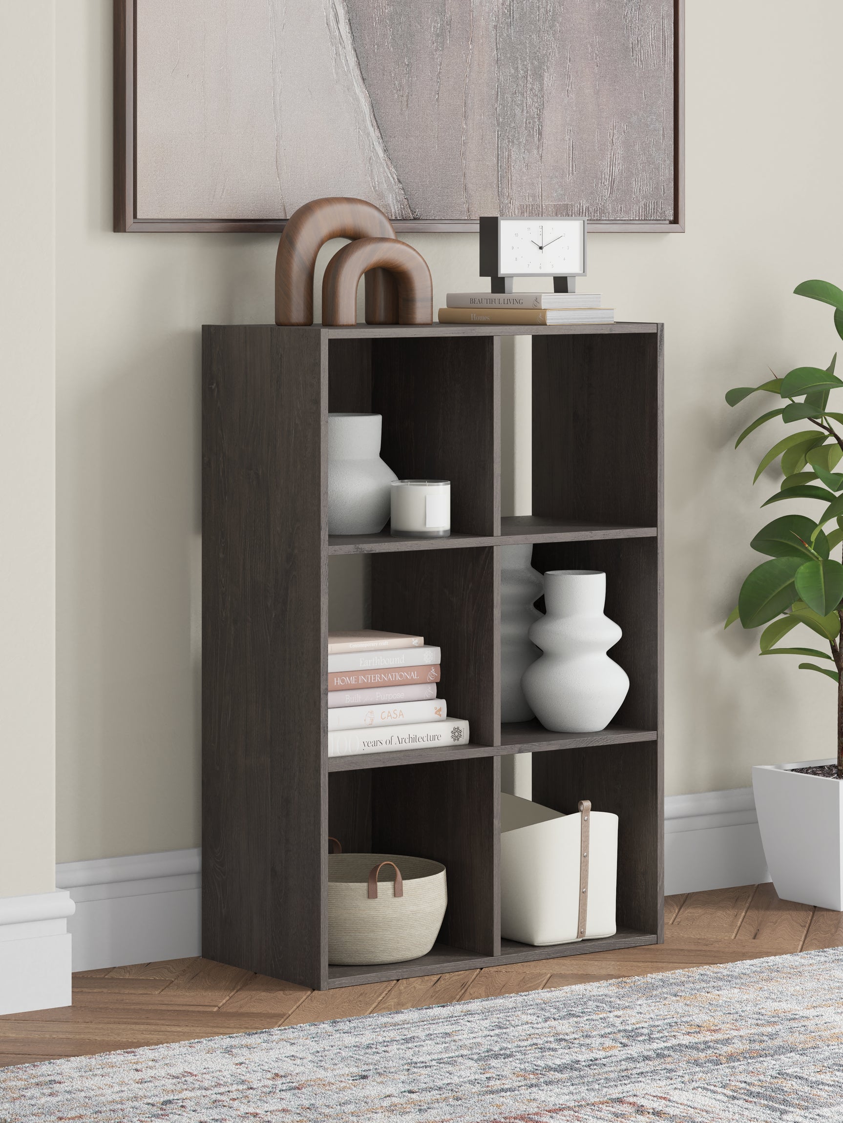 Sam's Furniture - Ashley Furniture - Piperton Six Cube Organizer - Six Cube Organizer / Charcoal - EA5514-3X2