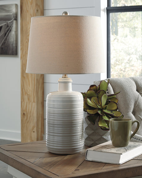 Sam's Furniture - Ashley Furniture - Marnina Lighting - Ceramic Table Lamp (Set of 2) / Taupe - L121854