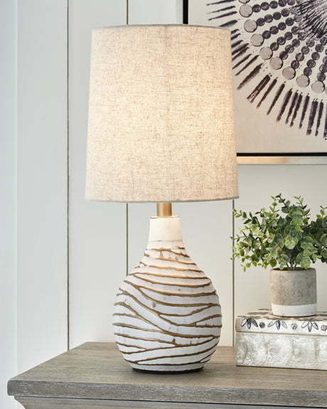 Sam's Furniture - Ashley Furniture - Aleela Lighting - Table Lamp (Set of 2) / White/Gold Finish - L204194X2