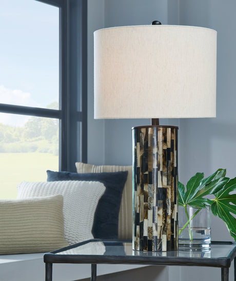 Sam's Furniture - Ashley Furniture - Ellford Lighting - Poly Table Lamp (1/CN) / Black/Brown/Cream - L235684
