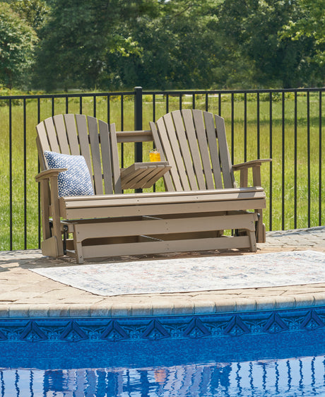 Sam's Furniture - Ashley Furniture - Hyland wave Outdoor - Glider Loveseat / Driftwood - P114-835