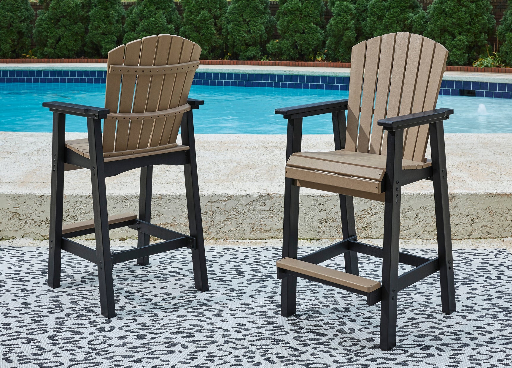 Sam's Furniture - Ashley Furniture - Fairen Trail Outdoor - Square Counter TBL w/UMB OPT / Black/Driftwood - P211-632