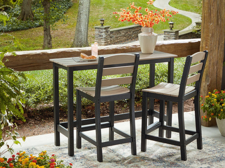 Sam's Furniture - Ashley Furniture - Shoreline Beach Outdoor - Counter Table Set (3/CN) / Black/Beige - PCP221-113