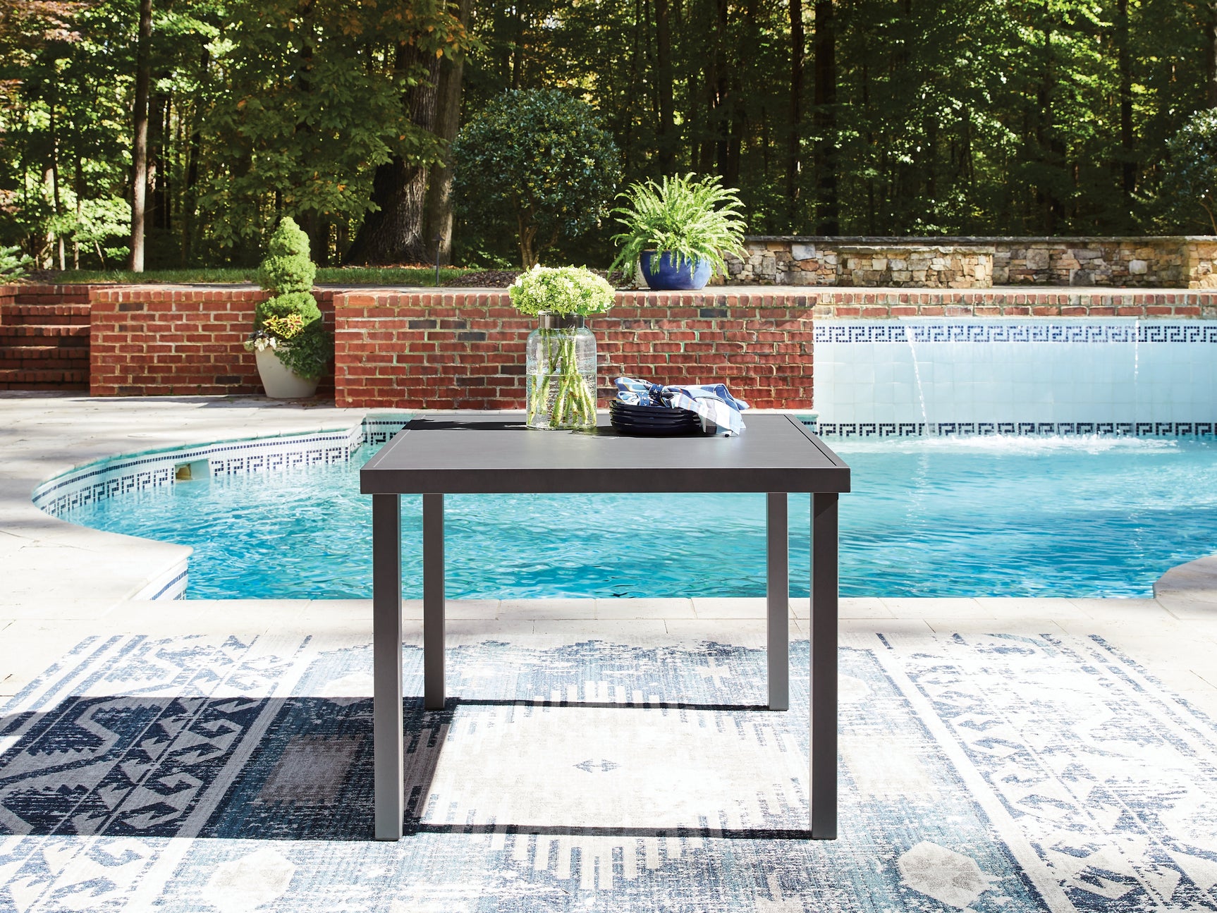 Sam's Furniture - Ashley Furniture - Rocky Creek Outdoor - Square Dining Table w/UMB OPT / Gray - PCP326-615