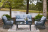 Sam's Furniture - Ashley Furniture - Bridges Beach Outdoor - Love/Chairs/Table Set (4/CN) / Gray - PCP391-080