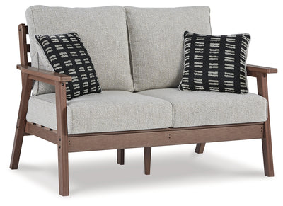 Emmeline Outdoor Loveseat, 2 Lounge Chairs and Coffee Table