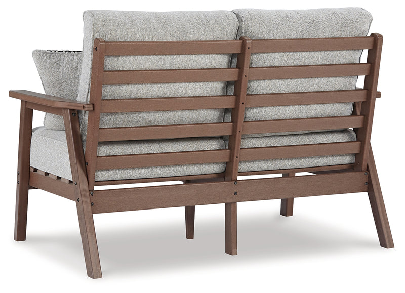 Emmeline Outdoor Loveseat, 2 Lounge Chairs and Coffee Table