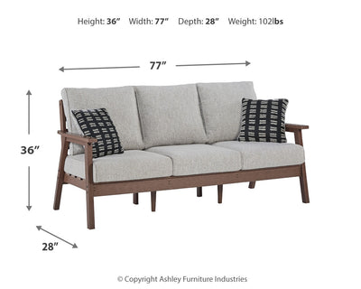 Emmeline Outdoor Loveseat, 2 Lounge Chairs and Coffee Table