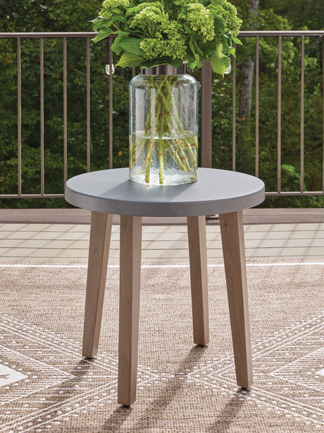 Sam's Furniture - Ashley Furniture - Harmony Headlands Outdoor - Round End Table / Natural/Gray - PCP428-706
