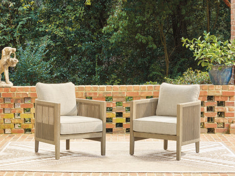 Sam's Furniture - Ashley Furniture - Spooners Cove Outdoor - Lounge Chair w/Cushion (Set of 2) / Beige - PCP469-820