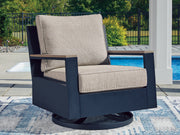 Sam's Furniture - Ashley Furniture - East Beach Outdoor - Swivel Glider Chair w/Cushion / Navy Blue/Driftwood - PCP587-821