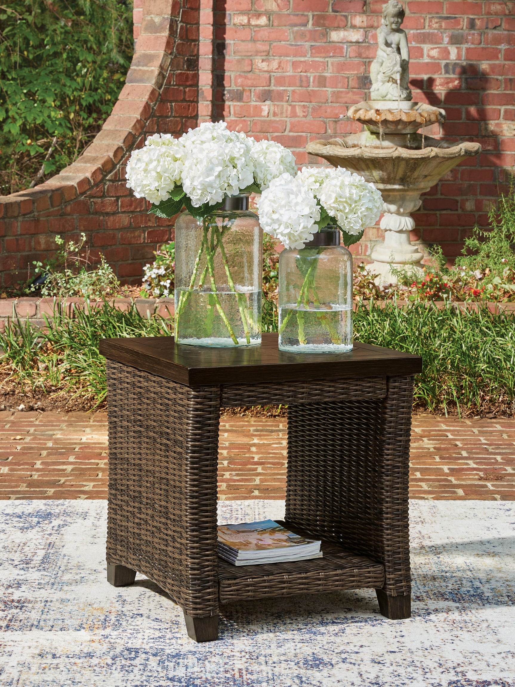 Sam's Furniture - Ashley Furniture - Monterey Point Outdoor - Square End Table / Dark Brown - PCP760-702