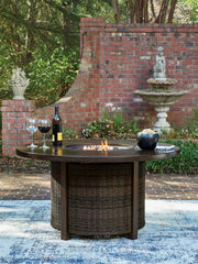 Sam's Furniture - Ashley Furniture - Monterey Point Outdoor - Round Fire Pit Table / Dark Brown - PCP760-776