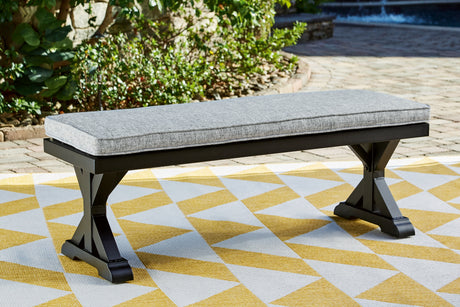Sam's Furniture - Ashley Furniture - Beachcroft Outdoor - Bench with Cushion / Black/Light Gray - P792-600