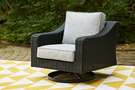 Sam's Furniture - Ashley Furniture - Beachcroft Outdoor - Swivel Lounge Chair (1/CN) / Black/Light Gray - P792-821