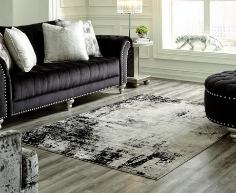 Sam's Furniture - Ashley Furniture - Zekeman Rug - 7'10" x 10' Rug / Black/Cream/Gray - R404921