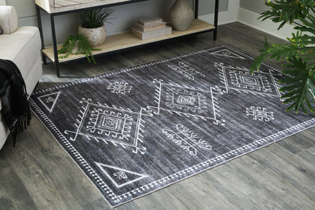 Sam's Furniture - Ashley Furniture - Arloman Rug - 5' x 7' Washable Rug / Black/Cream/Gray - R405932