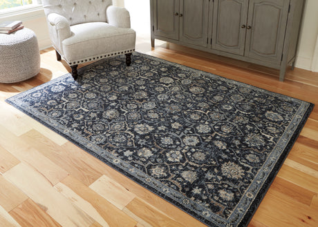 Sam's Furniture - Ashley Furniture - Hilcott Rug - 5'3" x 7'3" Rug / Blue/Cream/Brown - R406112