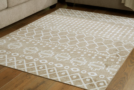 Sam's Furniture - Ashley Furniture - Bunchly Rug - 4'11" x 7'2" Washable Rug / Tan/Brown/Cream - R406222
