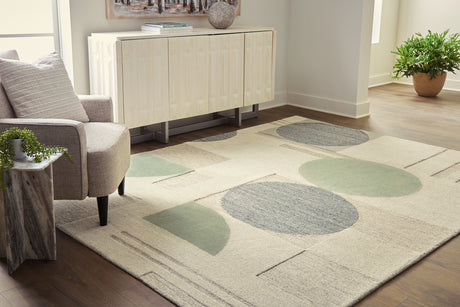 Sam's Furniture - Ashley Furniture - Dallane Rug - 5' x 7' Rug / Linen/Blue/Green - R406352
