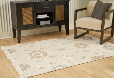 Sam's Furniture - Ashley Furniture - Calkin Rug - 5' x 7' Rug / Linen/Gray/Caramel - R406392