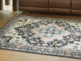 Sam's Furniture - Ashley Furniture - Leningston Rug - 8' x 10' Washable Rug / Black/Cream/Blue - R407061