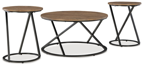 Sam's Furniture - Ashley Furniture - Cassbryn Table (Set of 3) - Occasional Table Set (3/CN) / Brown/Black - T152-13