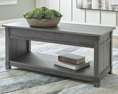 Sam's Furniture - Ashley Furniture - Freedan Lift-Top Coffee Table - Rect Lift Top Cocktail Table / Grayish Brown - T175-9