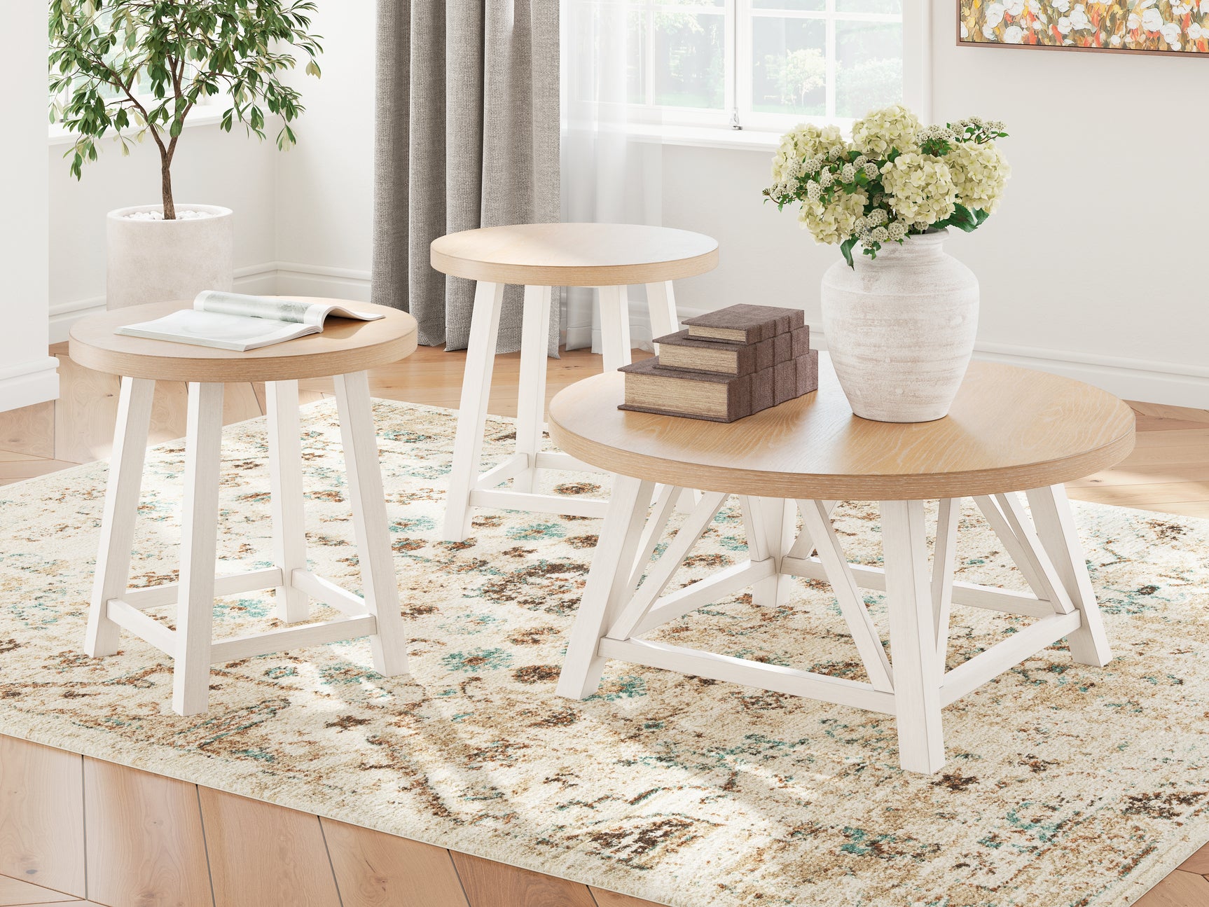 Sam's Furniture - Ashley Furniture - Fawndell Table (Set of 3) - Occasional Table Set (3/CN) / Antique White/Brown - T193-13
