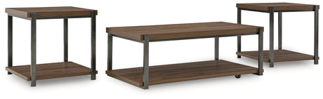 Sam's Furniture - Ashley Furniture - Trindwick Table (Set of 3) - Occasional Table Set (3/CN) / Brown/Gun Metal - T381-13