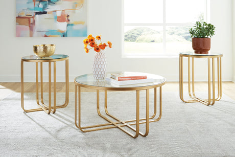 Sam's Furniture - Ashley Furniture - Milloton Table (Set of 3) - Occasional Table Set (3/CN) / Gold - T398-13